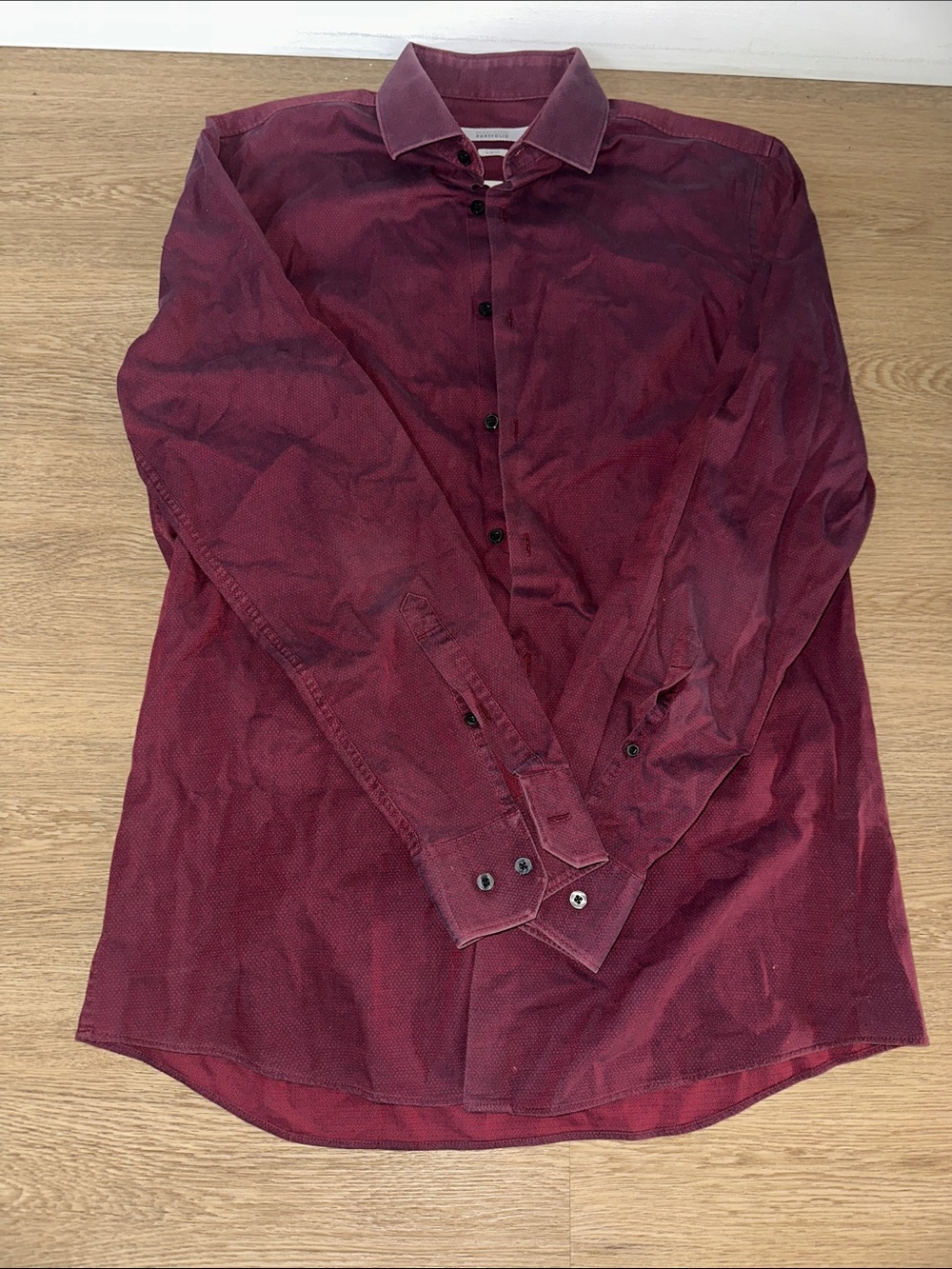 Perry Ellis Burgundy / Maroon Long-Sleeve Button-Down Shirt